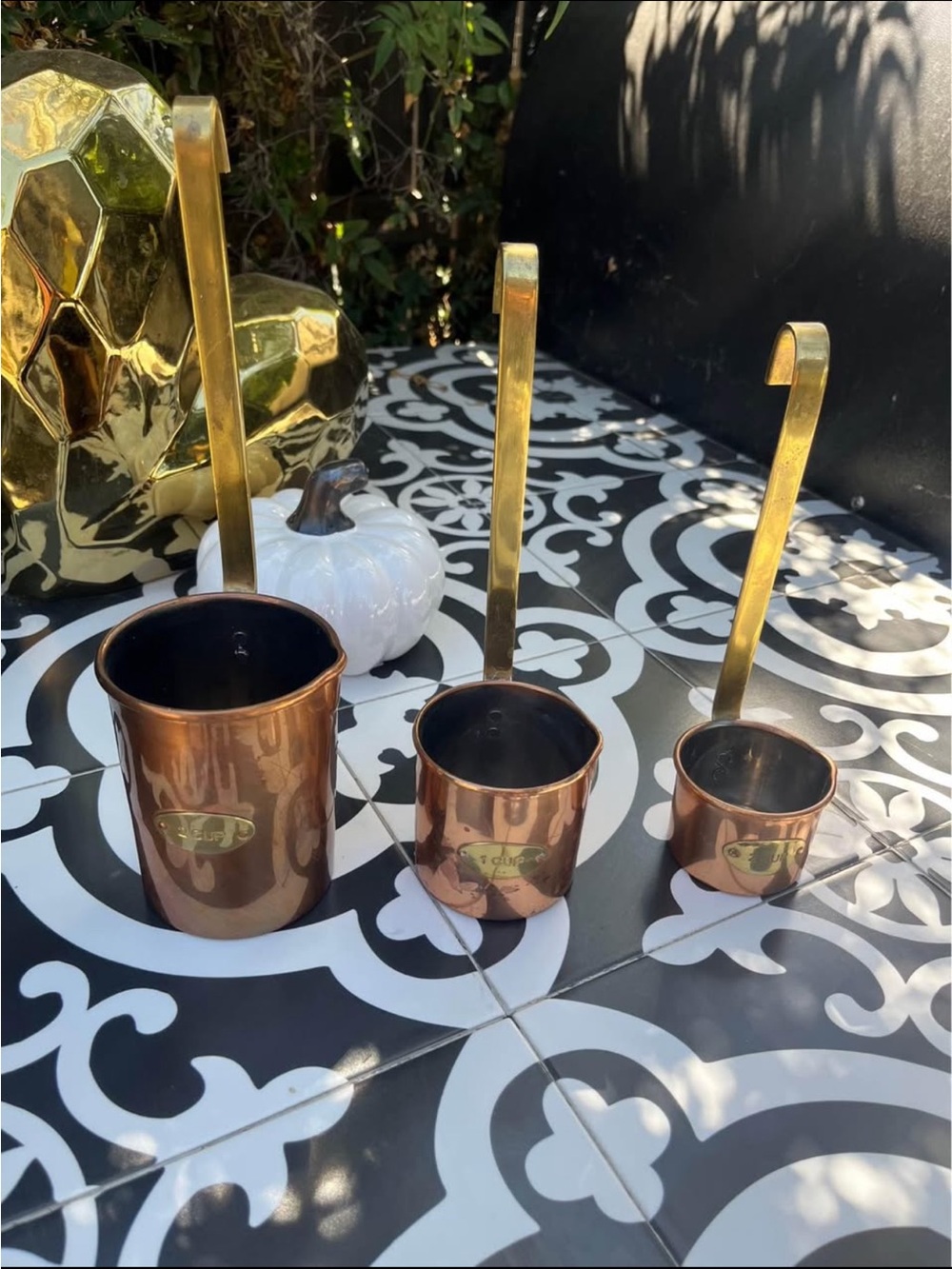 Vintage French Hanging Copper Measuring Cups